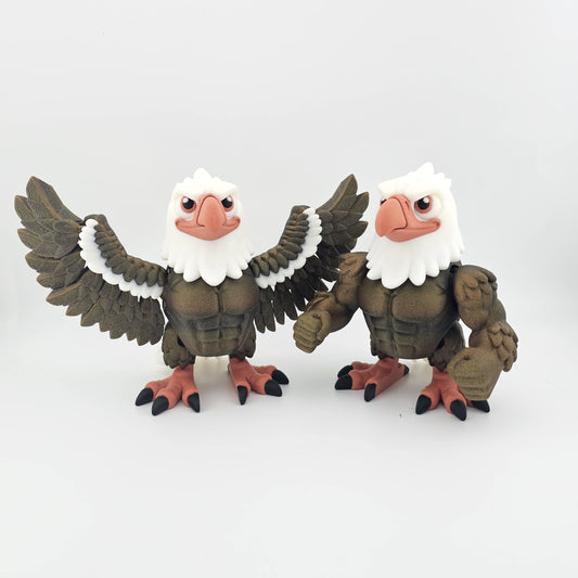 Prospect 3D - American Muscle Eagle – 3D Printed Figure with Swappable Wings and Muscle Arms - Soaring Skies Collection