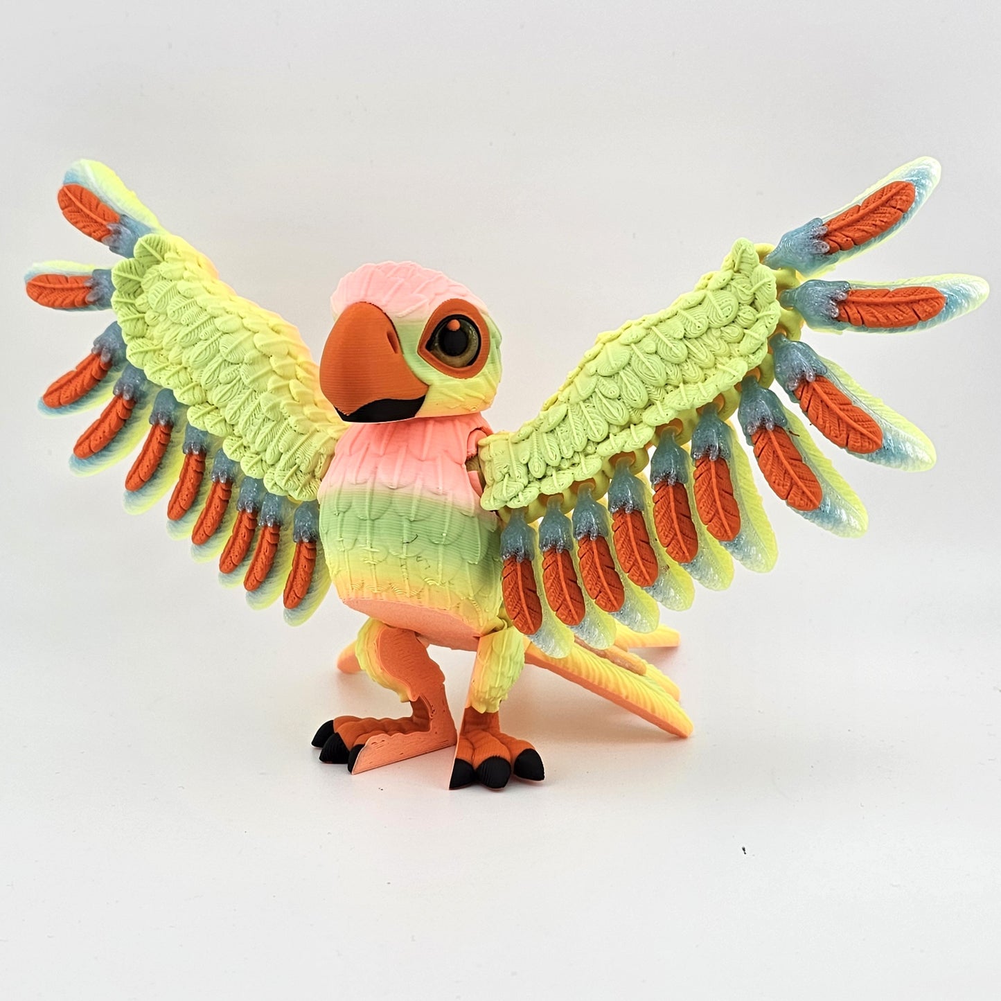 Prospect 3D - 3D Printed Colorful Parrot Figurine – 5" Tall, 9.5" Wide, Tropical Home Decor, Bird Lover Gift