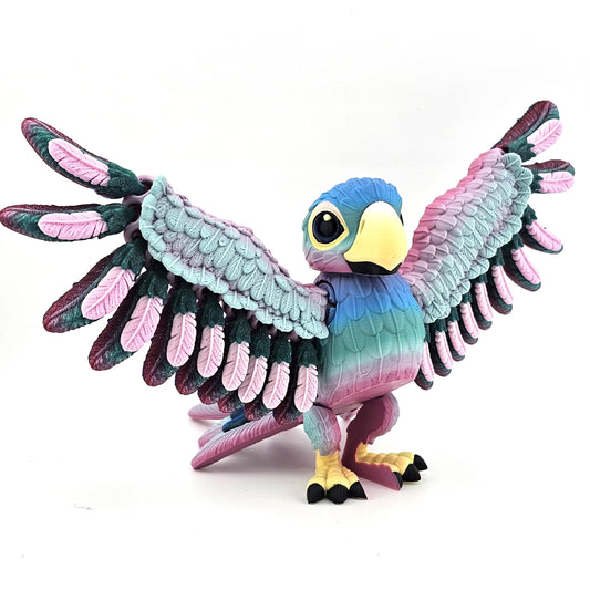 Prospect 3D - 3D Printed Colorful Parrot Figurine – 5" Tall, 9.5" Wide, Tropical Home Decor, Bird Lover Gift