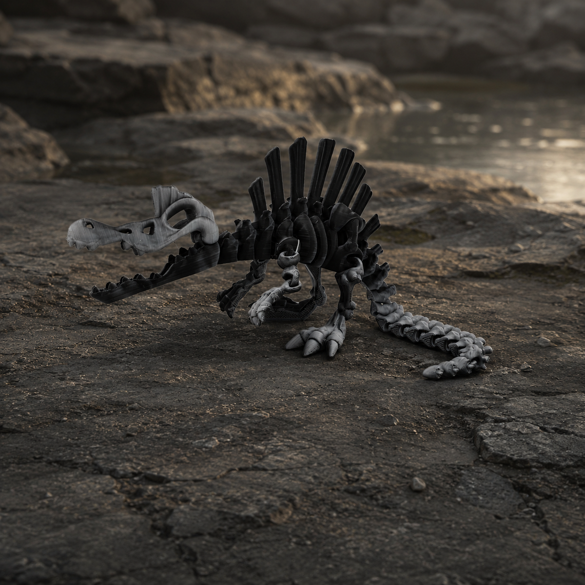 Prospect 3D - The Bone Yard - Large Stewart's 4 Inches Tall Dinosaur Skeleton with Detailed Bone Structure and Playful Grin for Dino Enthusiasts