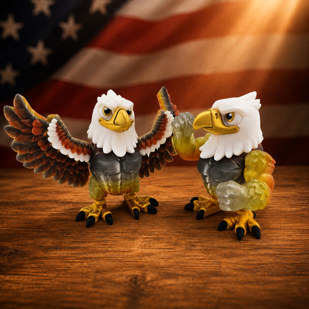 Prospect 3D - American Muscle Eagle – 3D Printed Figure with Swappable Wings and Muscle Arms - Soaring Skies Collection