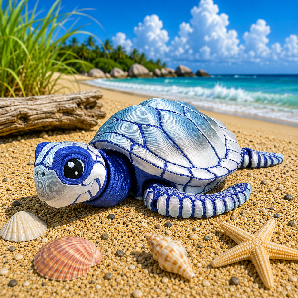 Prospect 3D - Baby Sea Turtle Articulated Figure - 3D Printed - Sea Turtle Shores Collection - 5x4.75x1.5 Dimensions