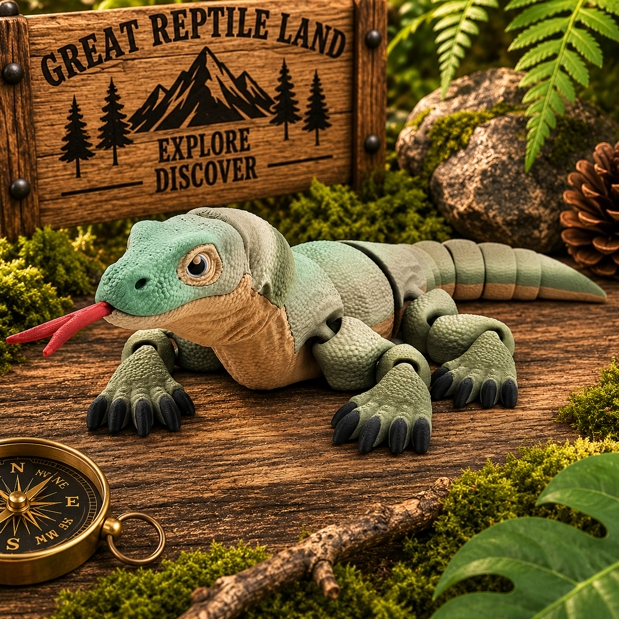 Prospect 3D - 3D Printed Komodo Dragon – Realistic Dragon Figure | 9.5" Wide x 14.5" Long