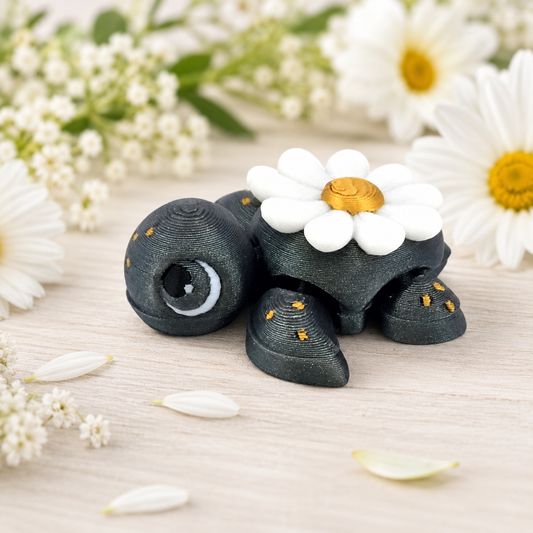 Prospect 3D - Flower Theme Mini Sea Turtle – 3D Printed Figurine (2") - Sea Turtle Island