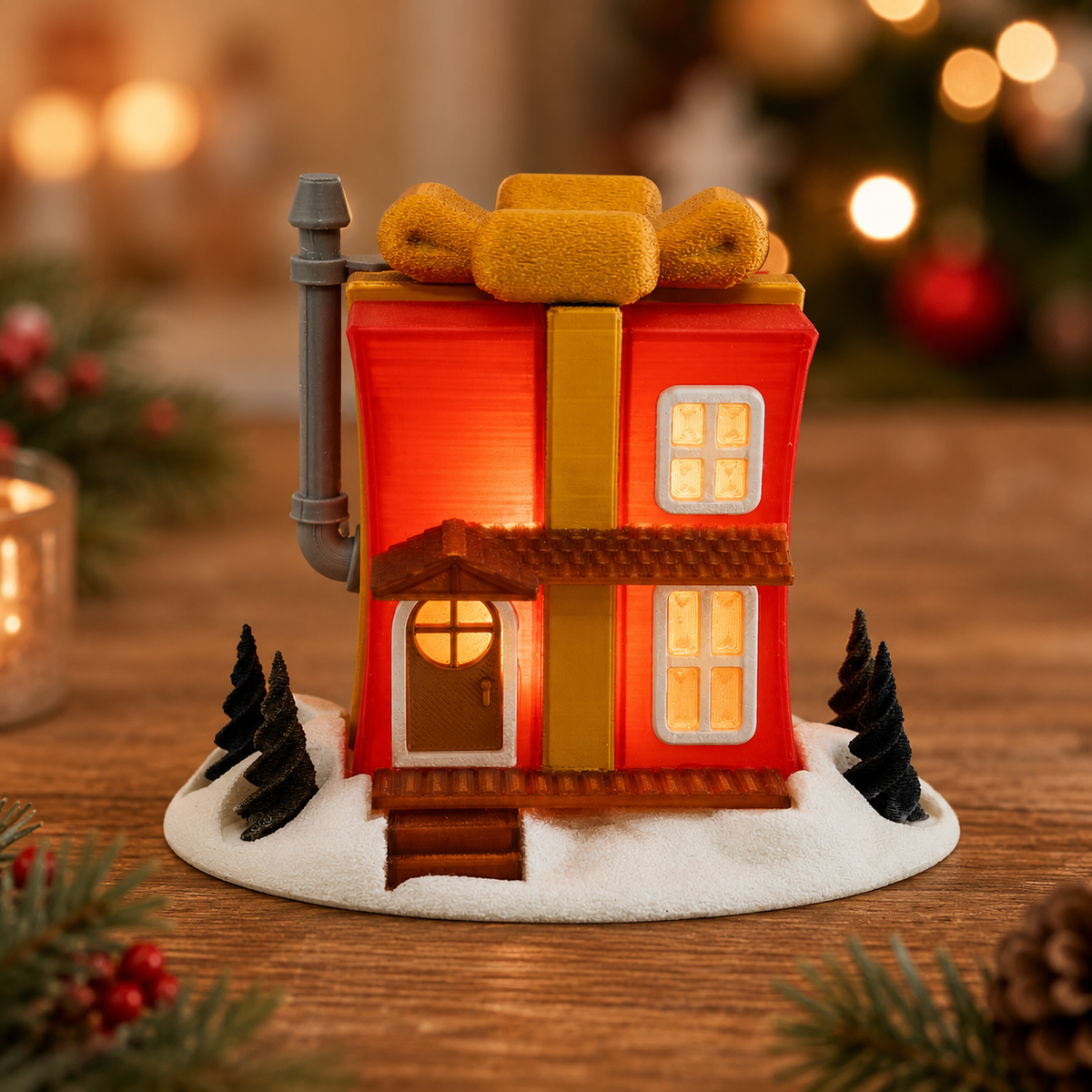 Prospect 3D - Fairy House Corner - Christmas - 3D Printed Tea Light Fairy Houses – Seasonal Miniature Home Décor (3–5")