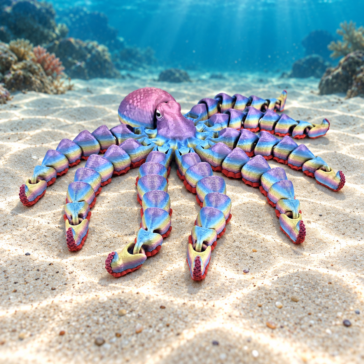 Prospect 3D - Large 3D Printed Octopus Articulated Decor – Sea Turtle Shores Collection - 11 inches long