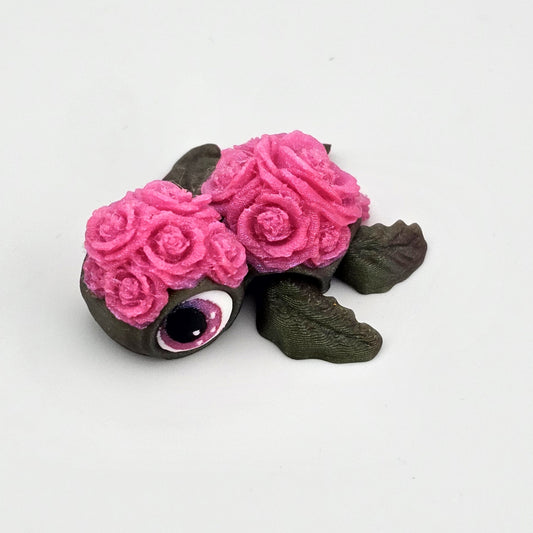 Prospect 3D - Flower Theme Mini Sea Turtle – 3D Printed Figurine (2") - Sea Turtle Island