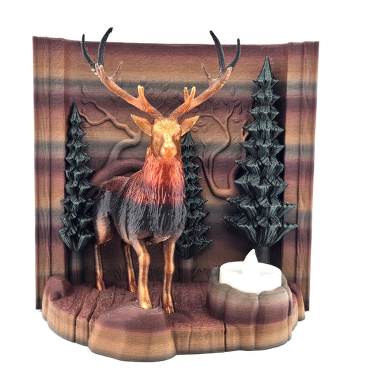 Prospect 3D - 3D Printed Wolf & Stag Book Nook – Forest Fantasy Shelf Insert | Book Nook Centra