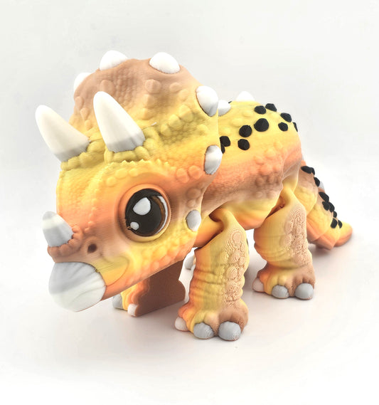 Prospect 3D - 3D Printed Colorful Triceratops Dinosaur Figure – 4.5" Tall x 8" Long