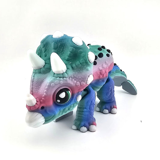 Prospect 3D - 3D Printed Colorful Triceratops Dinosaur Figure – 4.5" Tall x 8" Long