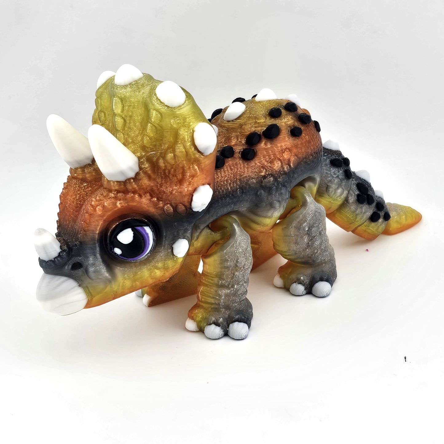 Prospect 3D - 3D Printed Colorful Triceratops Dinosaur Figure – 4.5" Tall x 8" Long