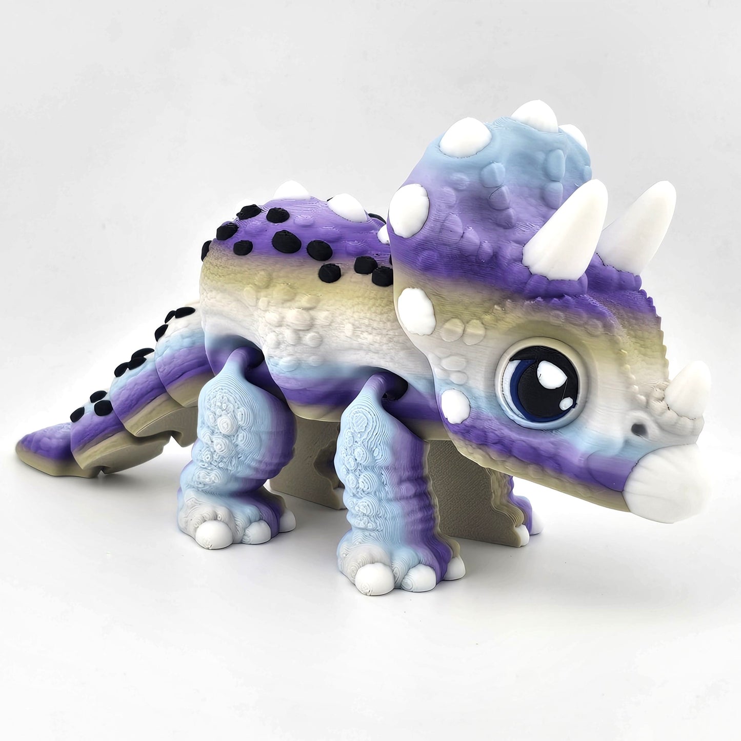 Prospect 3D - 3D Printed Colorful Triceratops Dinosaur Figure – 4.5" Tall x 8" Long