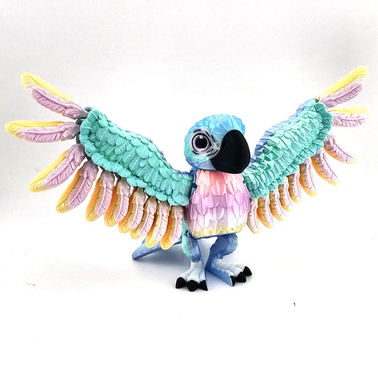 Prospect 3D - 3D Printed Colorful Parrot Figurine – 5" Tall, 9.5" Wide, Tropical Home Decor, Bird Lover Gift