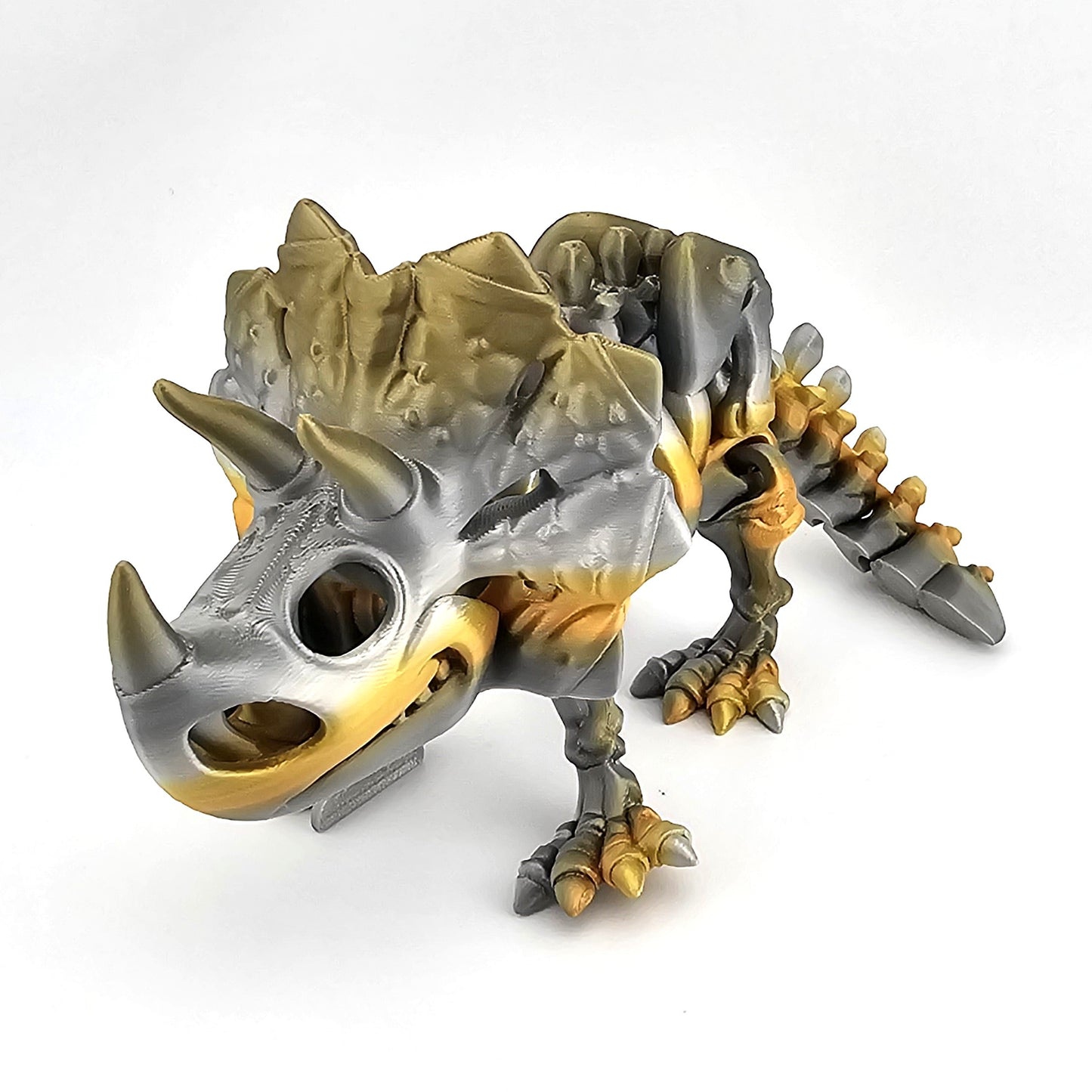 Prospect 3D - The Bone Yard - Large Cera 4 Inches Tall Dinosaur Skeleton with Detailed Bone Structure and Playful Grin for Dino Enthusiasts