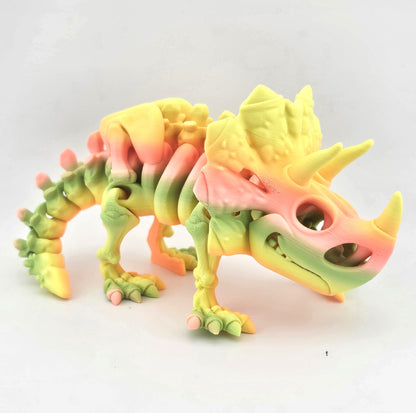 Prospect 3D - The Bone Yard - Large Cera 4 Inches Tall Dinosaur Skeleton with Detailed Bone Structure and Playful Grin for Dino Enthusiasts