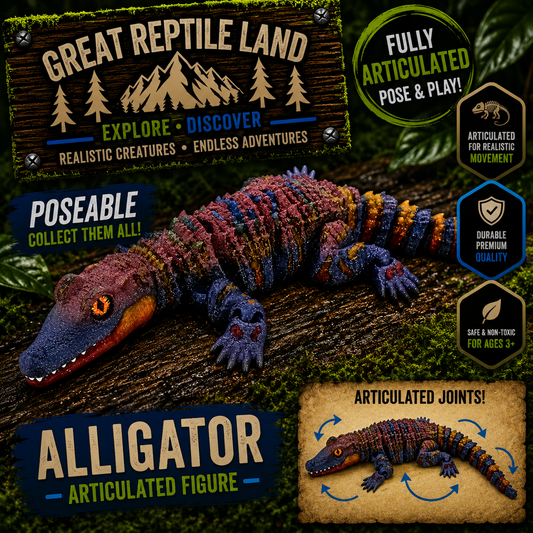 Prospect 3D - 3D Printed Alligator Figurine – 9.5" Long - Great Reptile Land