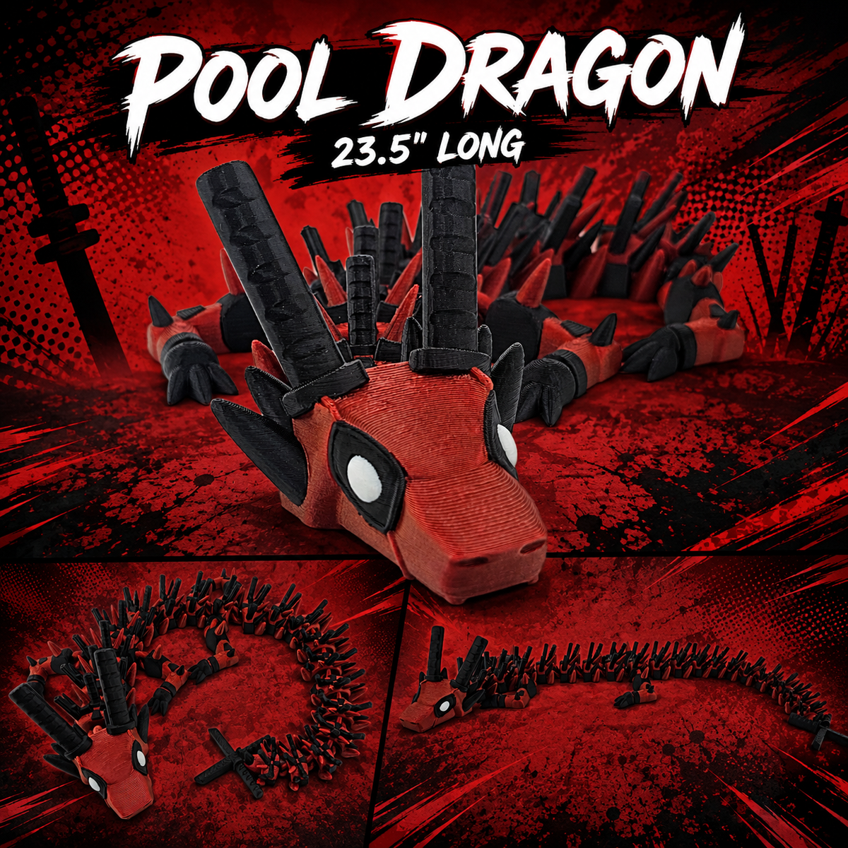Dragon's Lair Ground Crawler — Articulated 3D Printed Dragon (23–25")