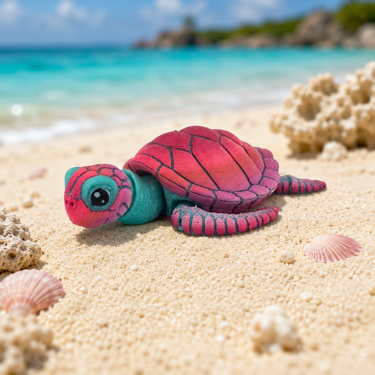Prospect 3D - Baby Sea Turtle Articulated Figure - 3D Printed - Sea Turtle Shores Collection - 5x4.75x1.5 Dimensions