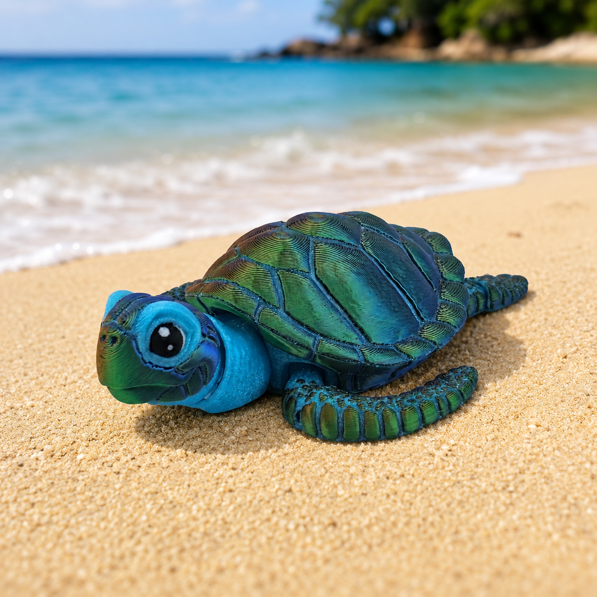 Prospect 3D - Baby Sea Turtle Articulated Figure - 3D Printed - Sea Turtle Shores Collection - 5x4.75x1.5 Dimensions