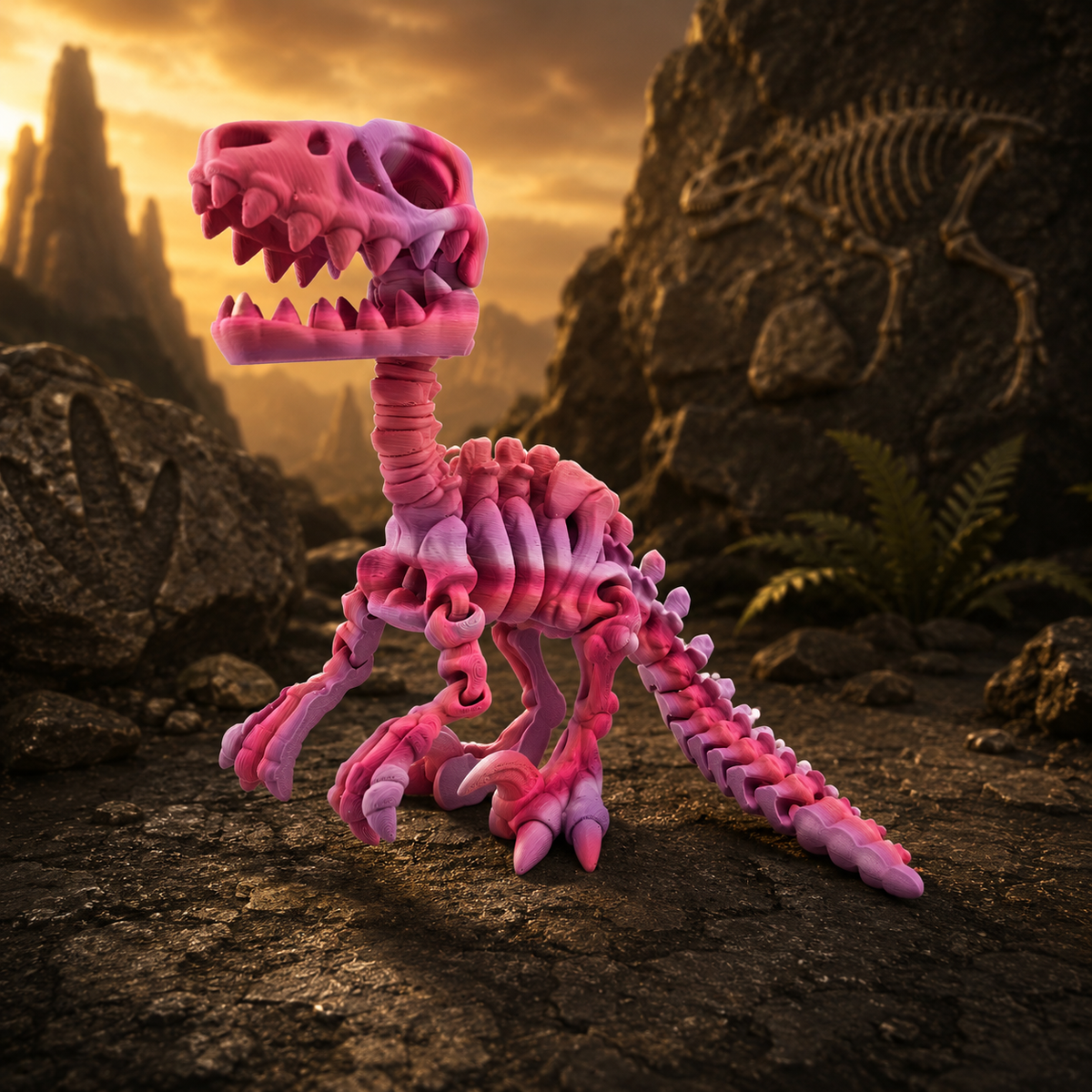 Prospect 3D - The Bone Yard - Jumbo Blue's 9 Inches Tall Dinosaur Skeleton with Detailed Bone Structure and Playful Grin for Dino Enthusiasts
