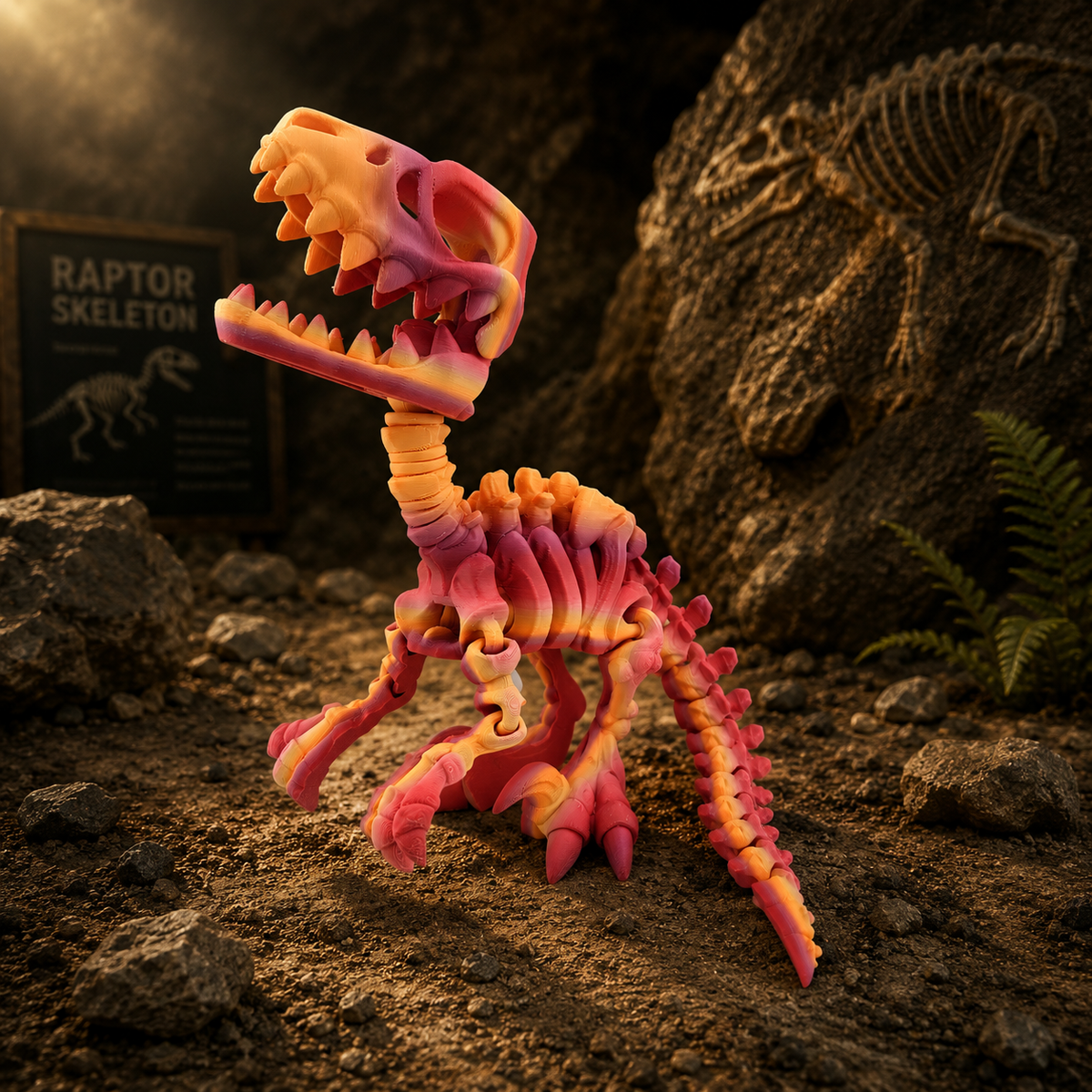 Prospect 3D - The Bone Yard - Jumbo Blue's 9 Inches Tall Dinosaur Skeleton with Detailed Bone Structure and Playful Grin for Dino Enthusiasts