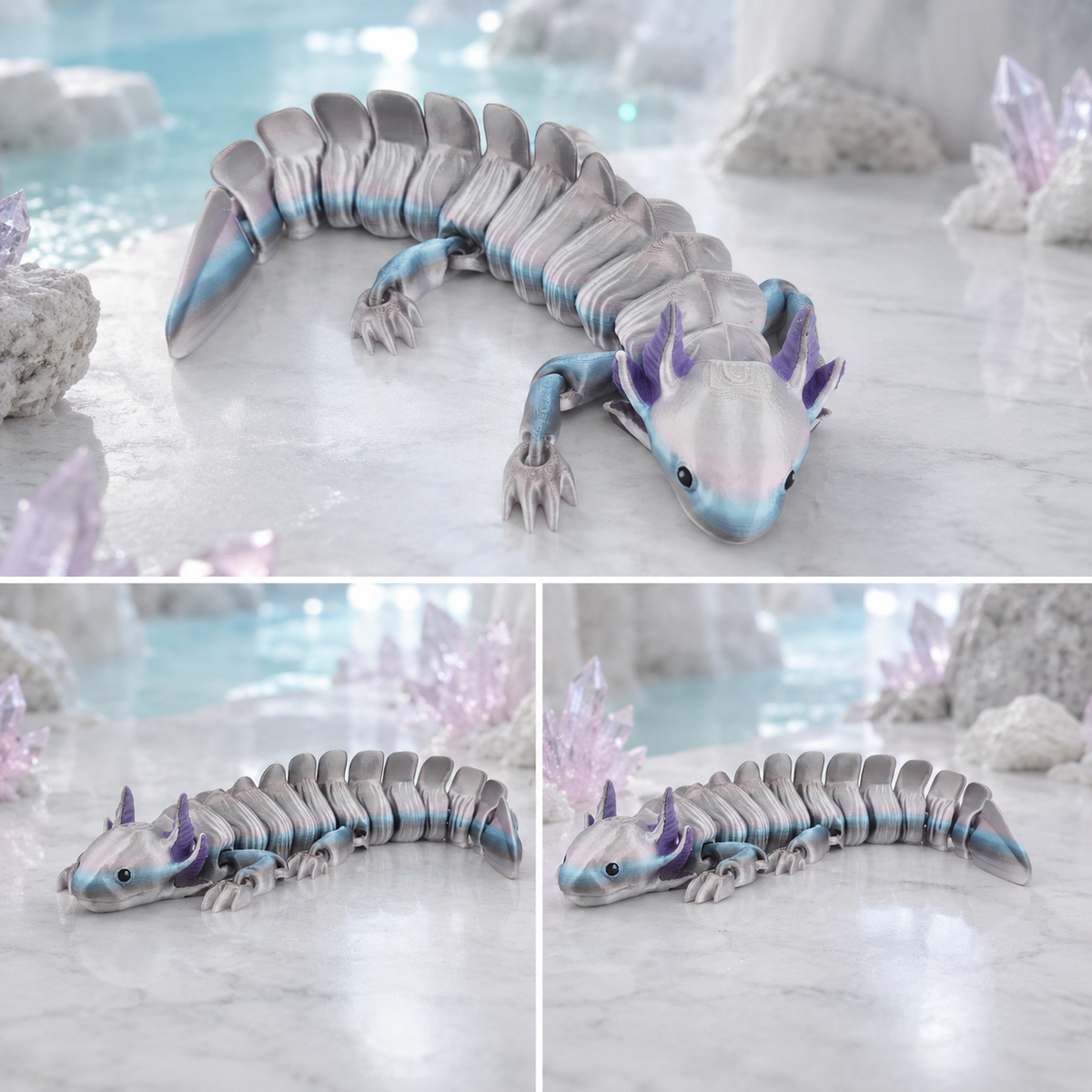 Prospect 3D - Large Articulated Axolotl Fidget Toy (13.5") - Sea Turtle Shores Collection
