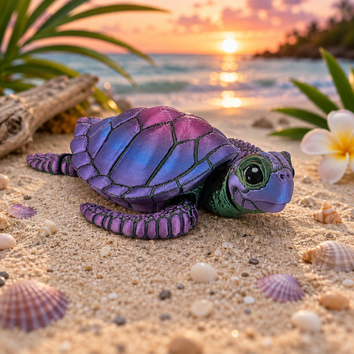 Prospect 3D - Baby Sea Turtle Articulated Figure - 3D Printed - Sea Turtle Shores Collection - 5x4.75x1.5 Dimensions