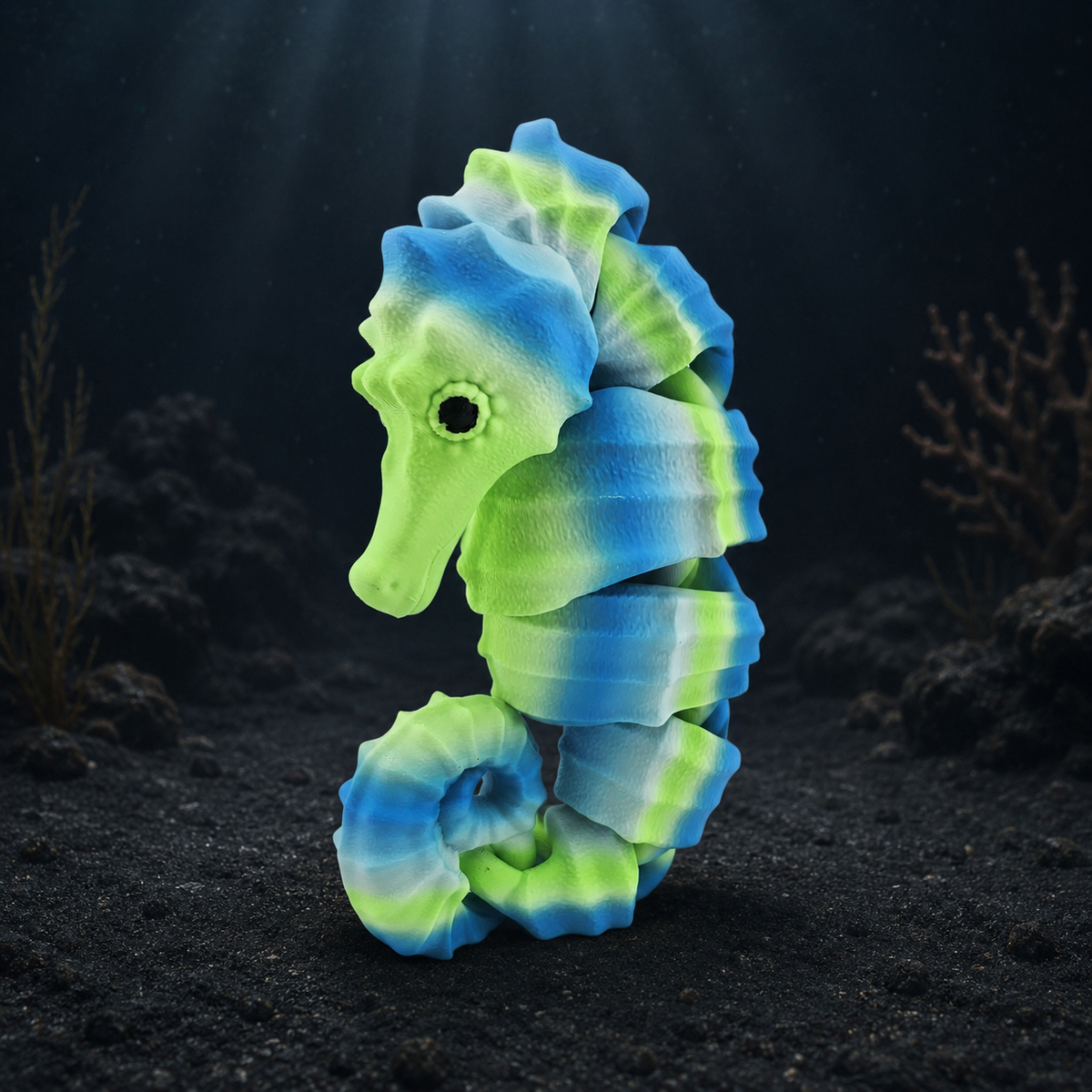Prospect 3D - Sea Turtle Shores  - 3D Printed Seahorse Sculpture – 12” Large Nautical Home Decor