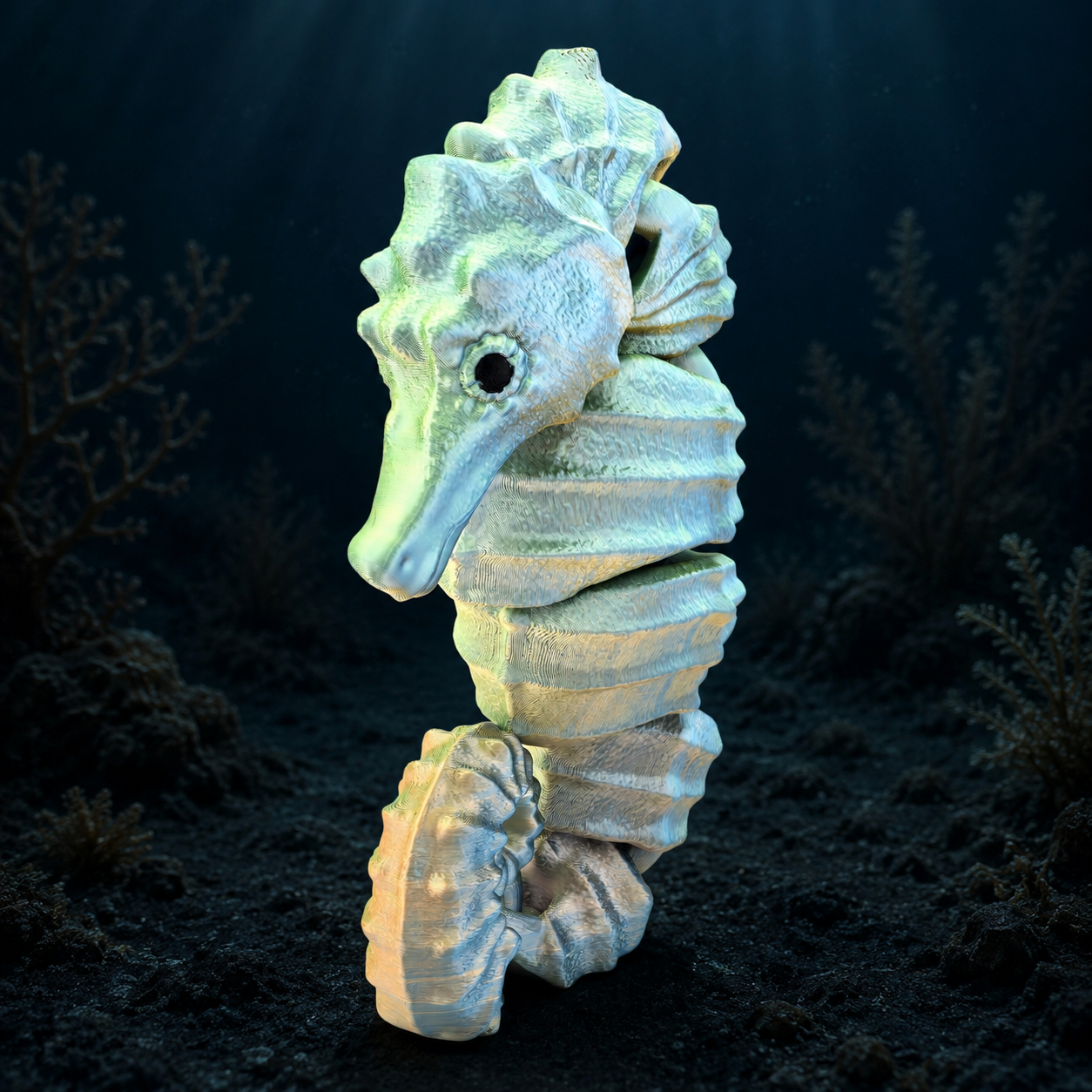 Prospect 3D - Sea Turtle Shores  - 3D Printed Seahorse Sculpture – 12” Large Nautical Home Decor