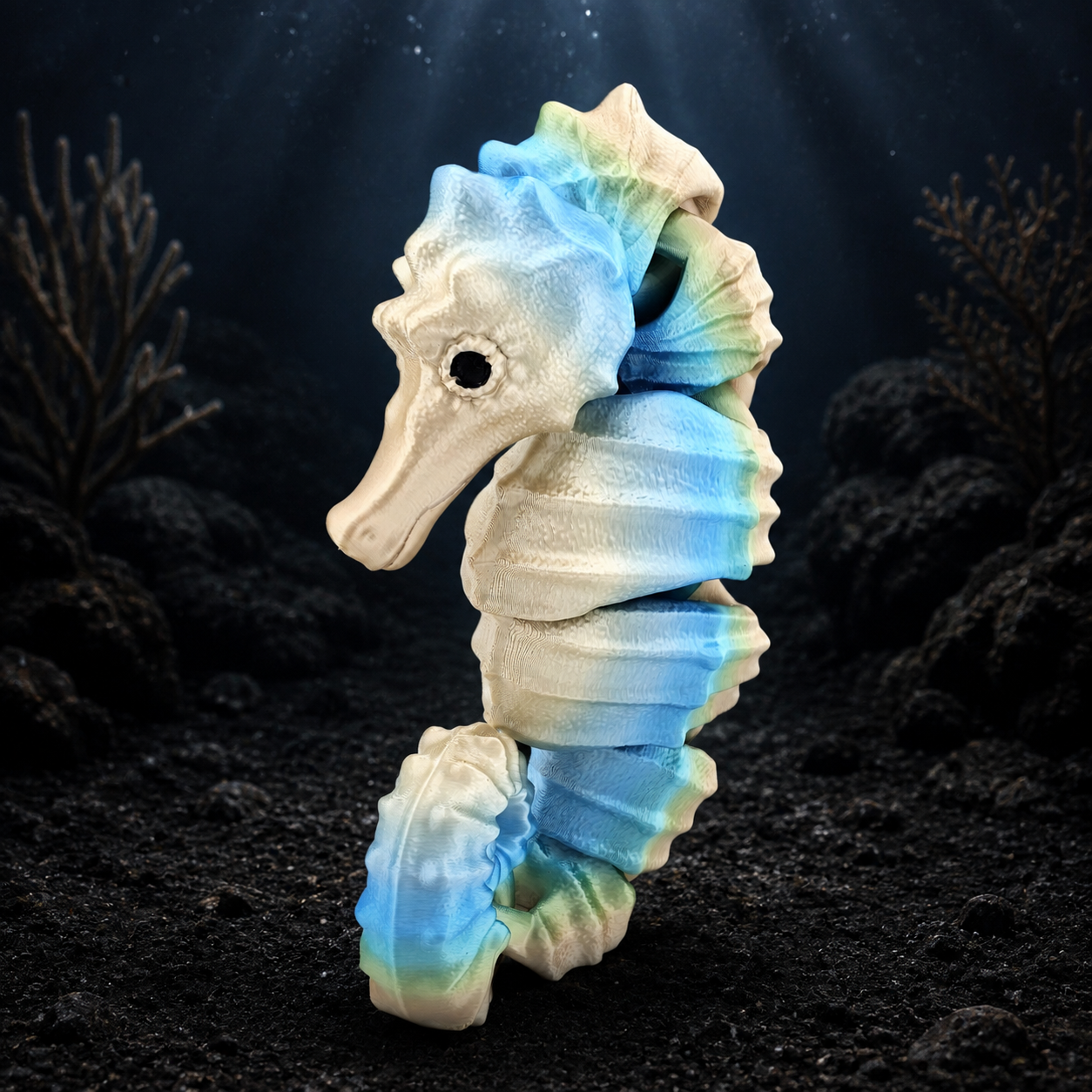 Prospect 3D - Sea Turtle Shores  - 3D Printed Seahorse Sculpture – 12” Large Nautical Home Decor