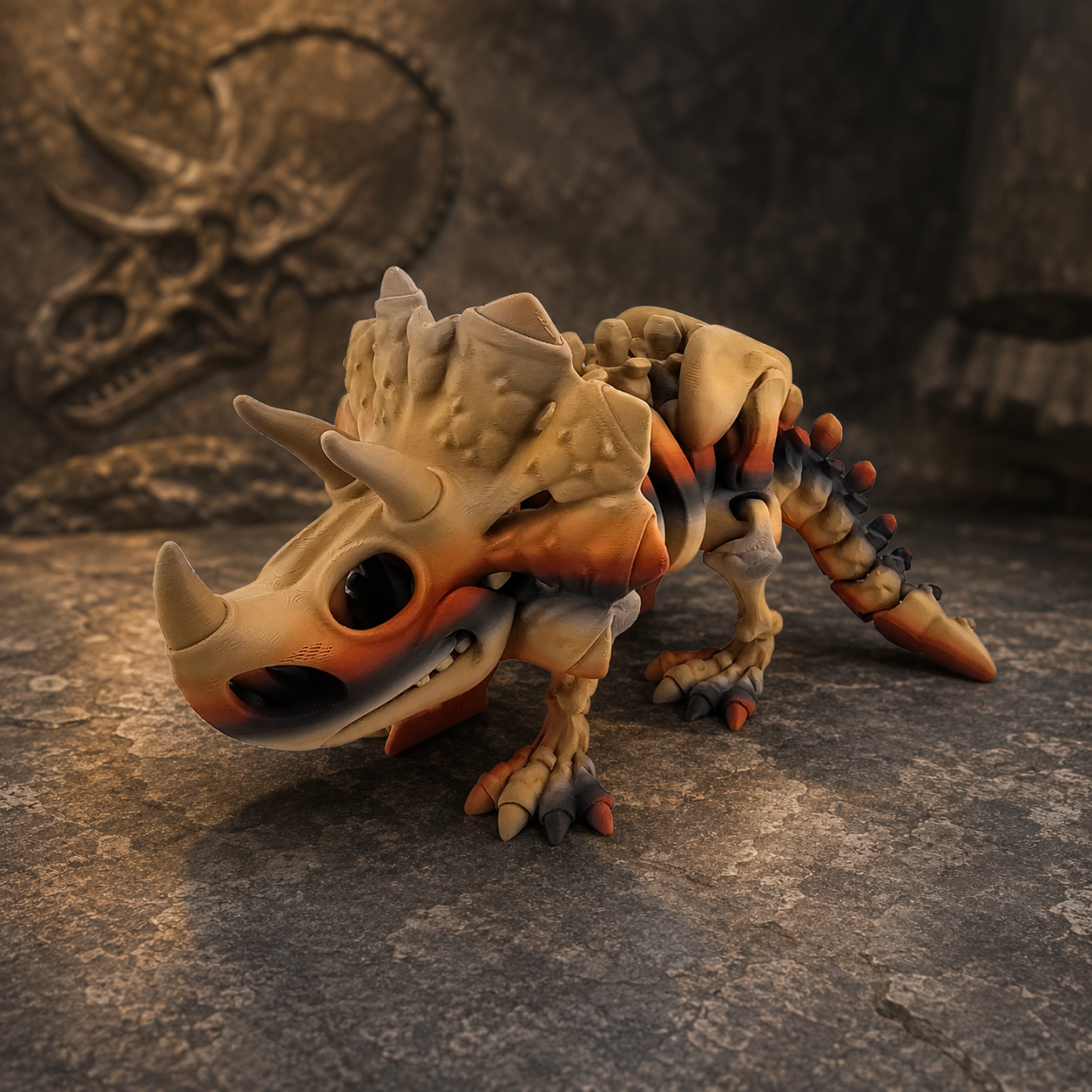 Prospect 3D - The Bone Yard - Jumbo Cera 6 Inches Tall Dinosaur Skeleton with Detailed Bone Structure and Playful Grin for Dino Enthusiasts