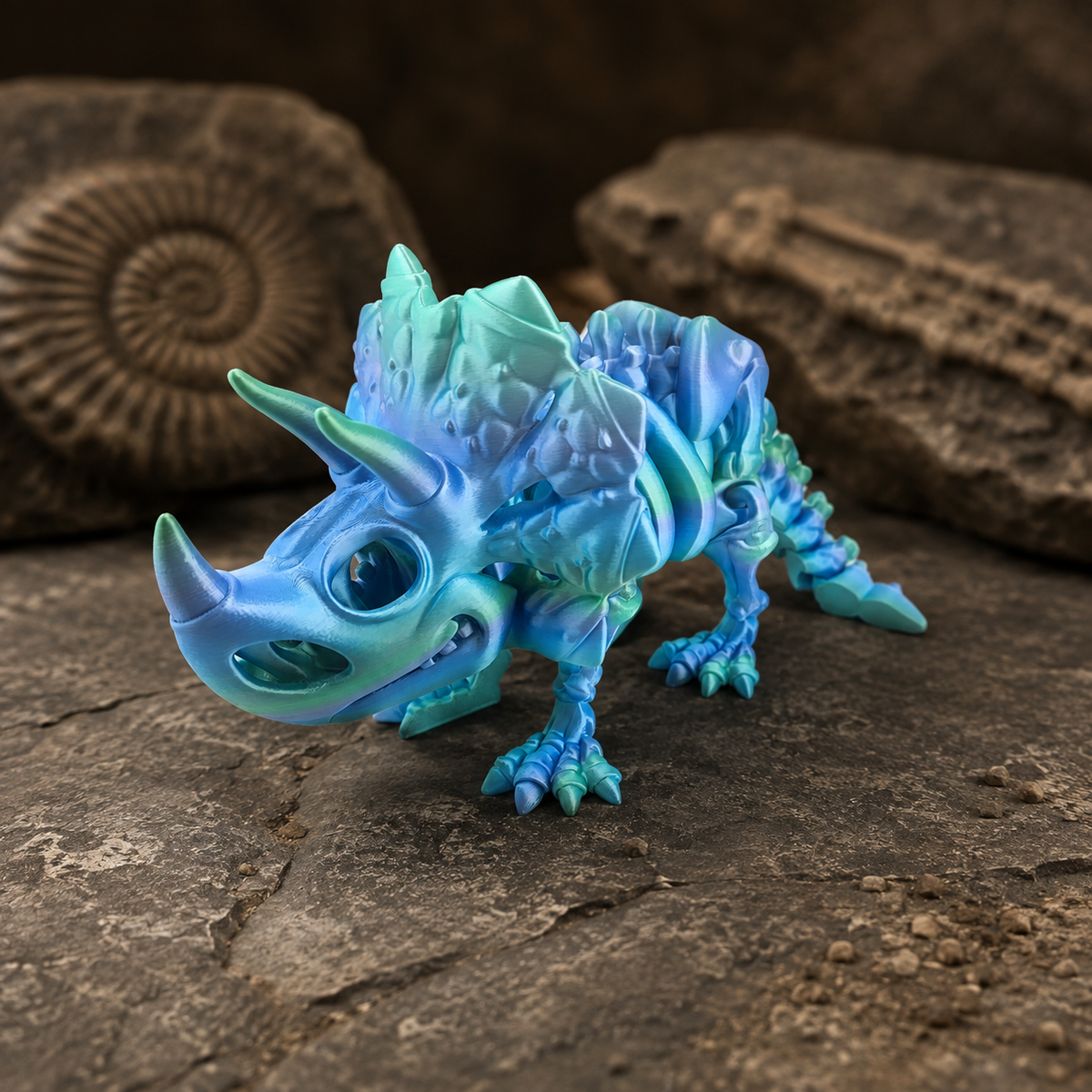 Prospect 3D - The Bone Yard - Jumbo Cera 6 Inches Tall Dinosaur Skeleton with Detailed Bone Structure and Playful Grin for Dino Enthusiasts
