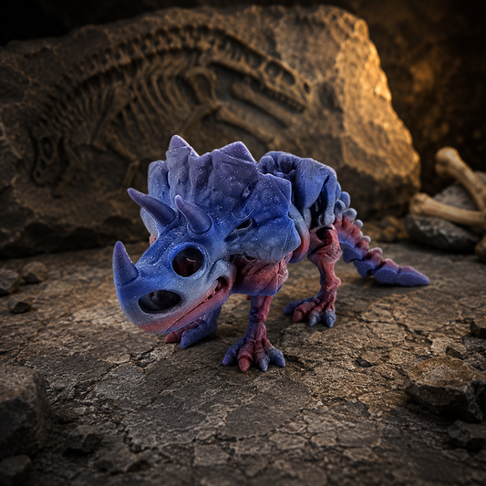Prospect 3D - The Bone Yard - Large Cera 4 Inches Tall Dinosaur Skeleton with Detailed Bone Structure and Playful Grin for Dino Enthusiasts