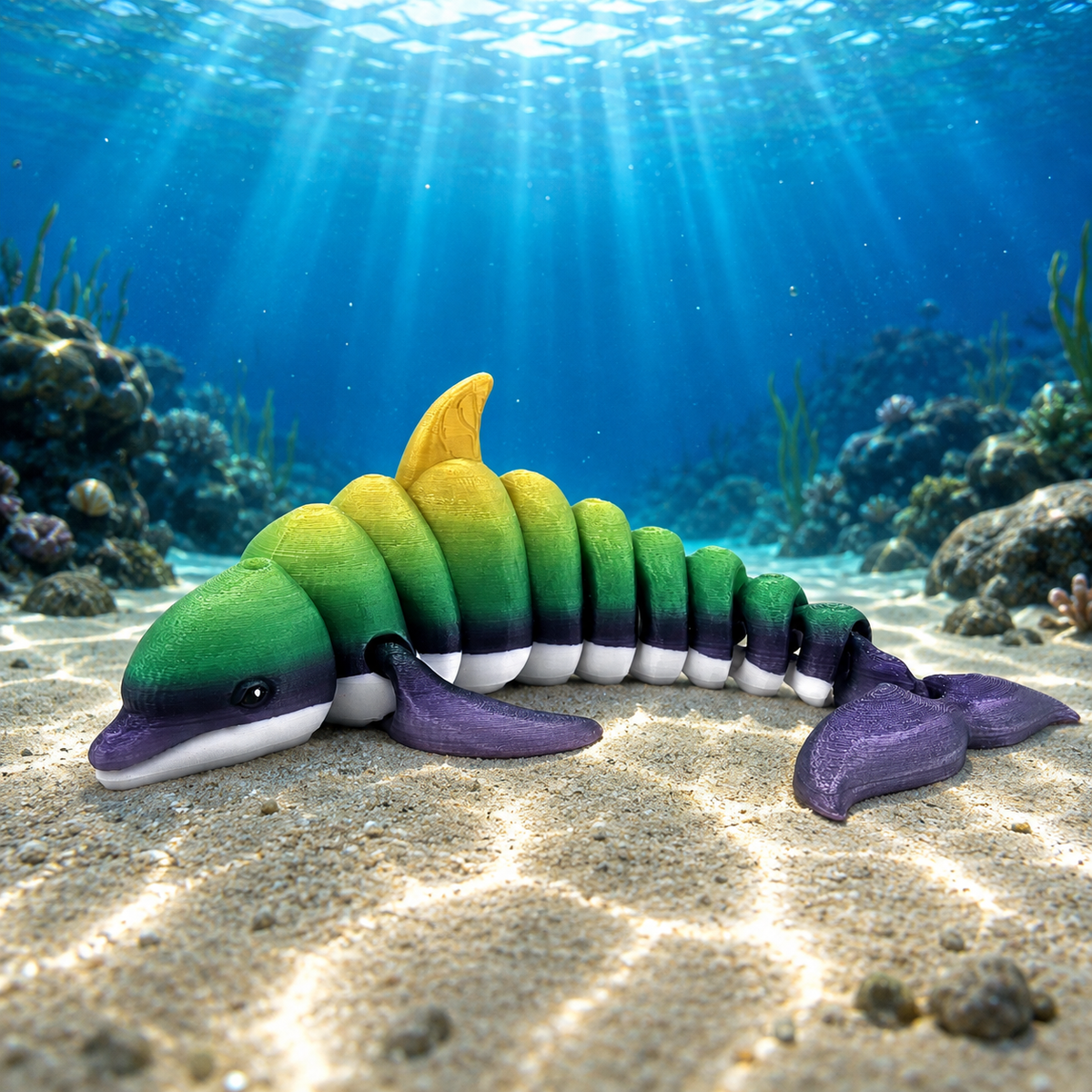 Prospect 3D - Realistic 3D Printed Dolphin Figurine - Sea Turtle Shores Collection - Dimensions: 12 inches long, 6.5 inches wide, 4 inches tall