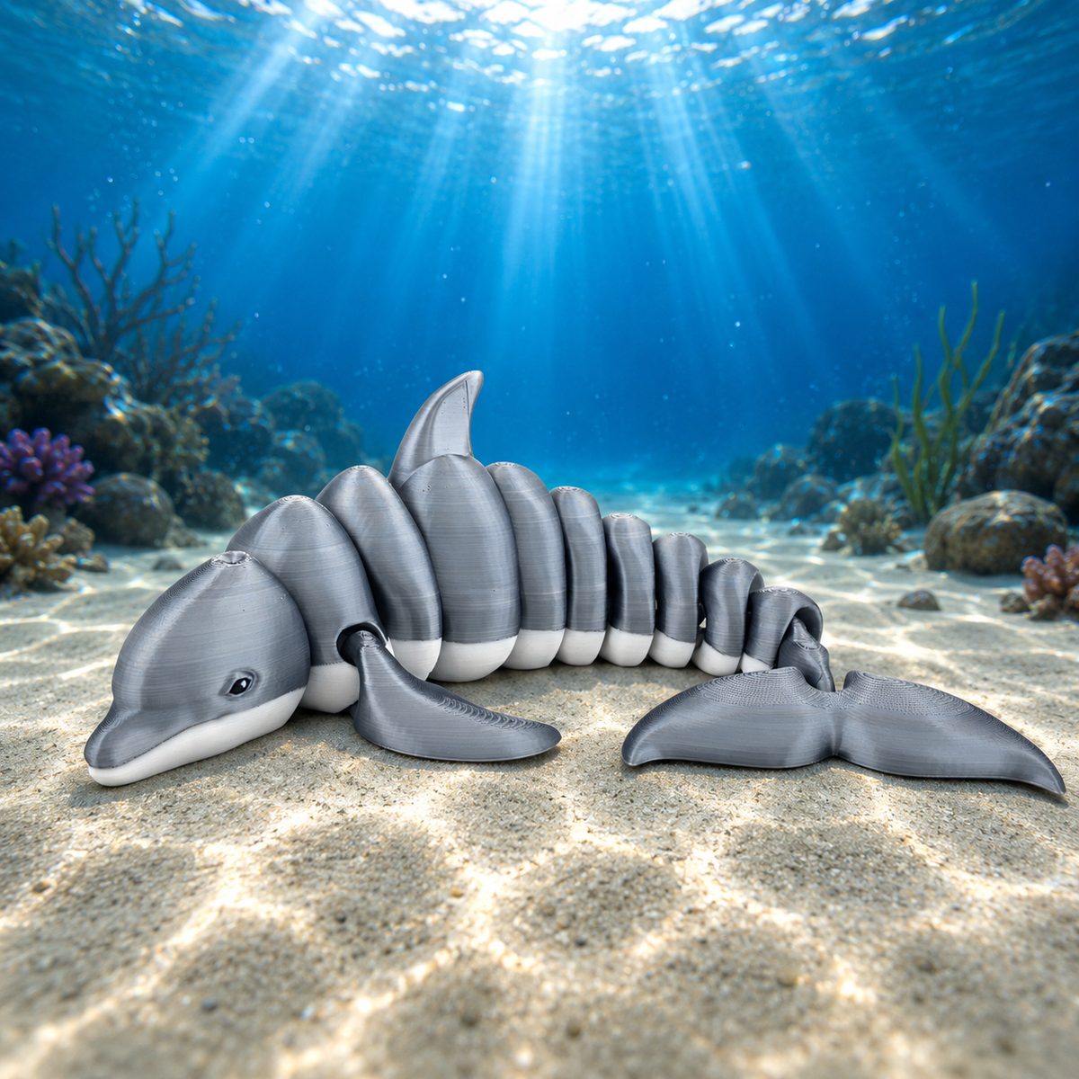 Prospect 3D - Realistic 3D Printed Dolphin Figurine - Sea Turtle Shores Collection - Dimensions: 12 inches long, 6.5 inches wide, 4 inches tall