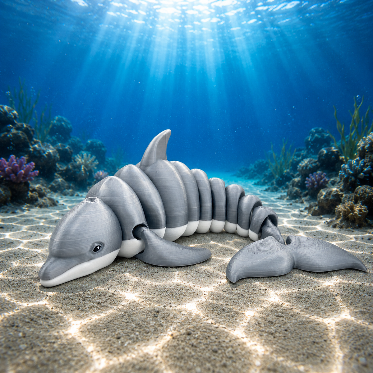 Prospect 3D - Realistic 3D Printed Dolphin Figurine - Sea Turtle Shores Collection - Dimensions: 12 inches long, 6.5 inches wide, 4 inches tall