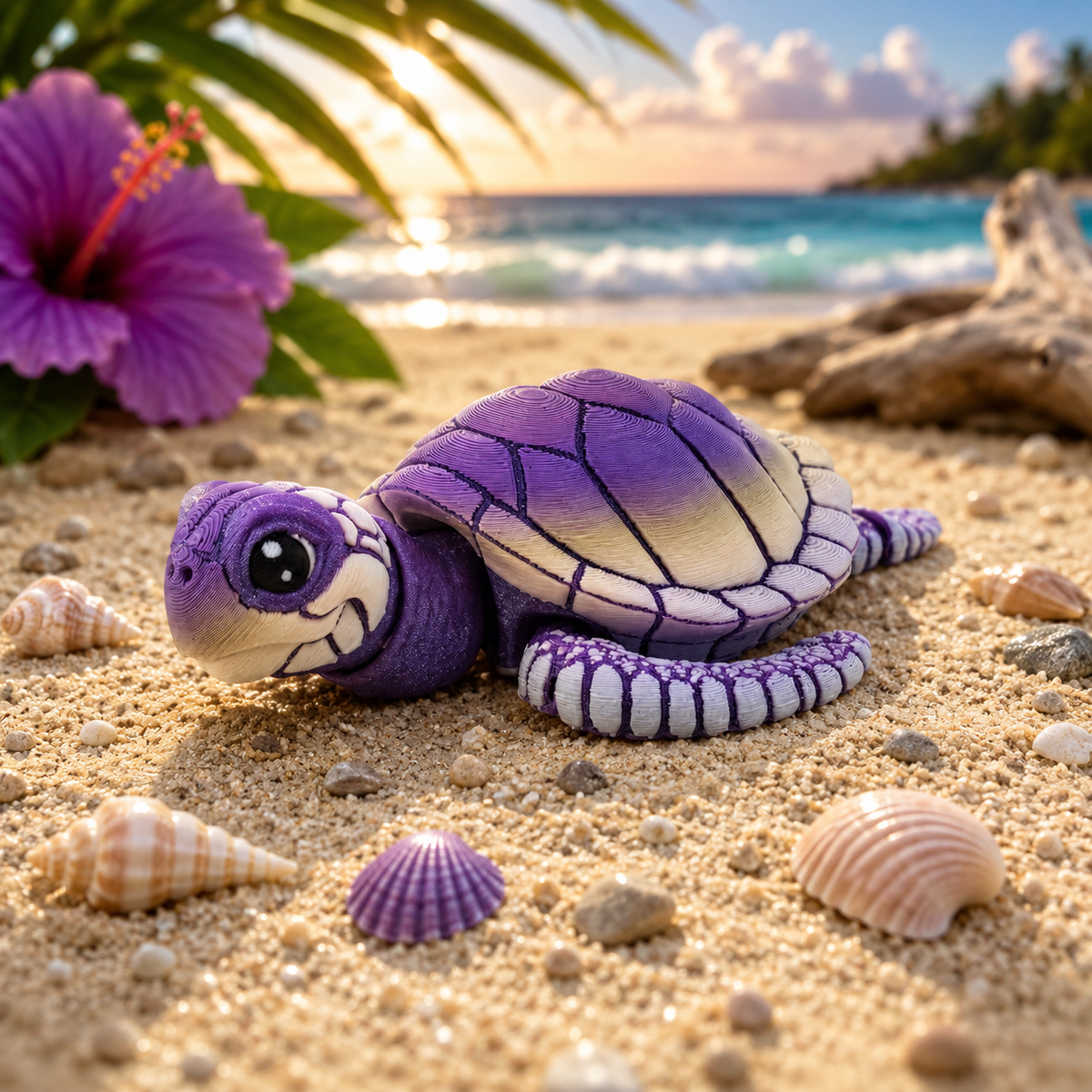 Prospect 3D - Baby Sea Turtle Articulated Figure - 3D Printed - Sea Turtle Shores Collection - 5x4.75x1.5 Dimensions