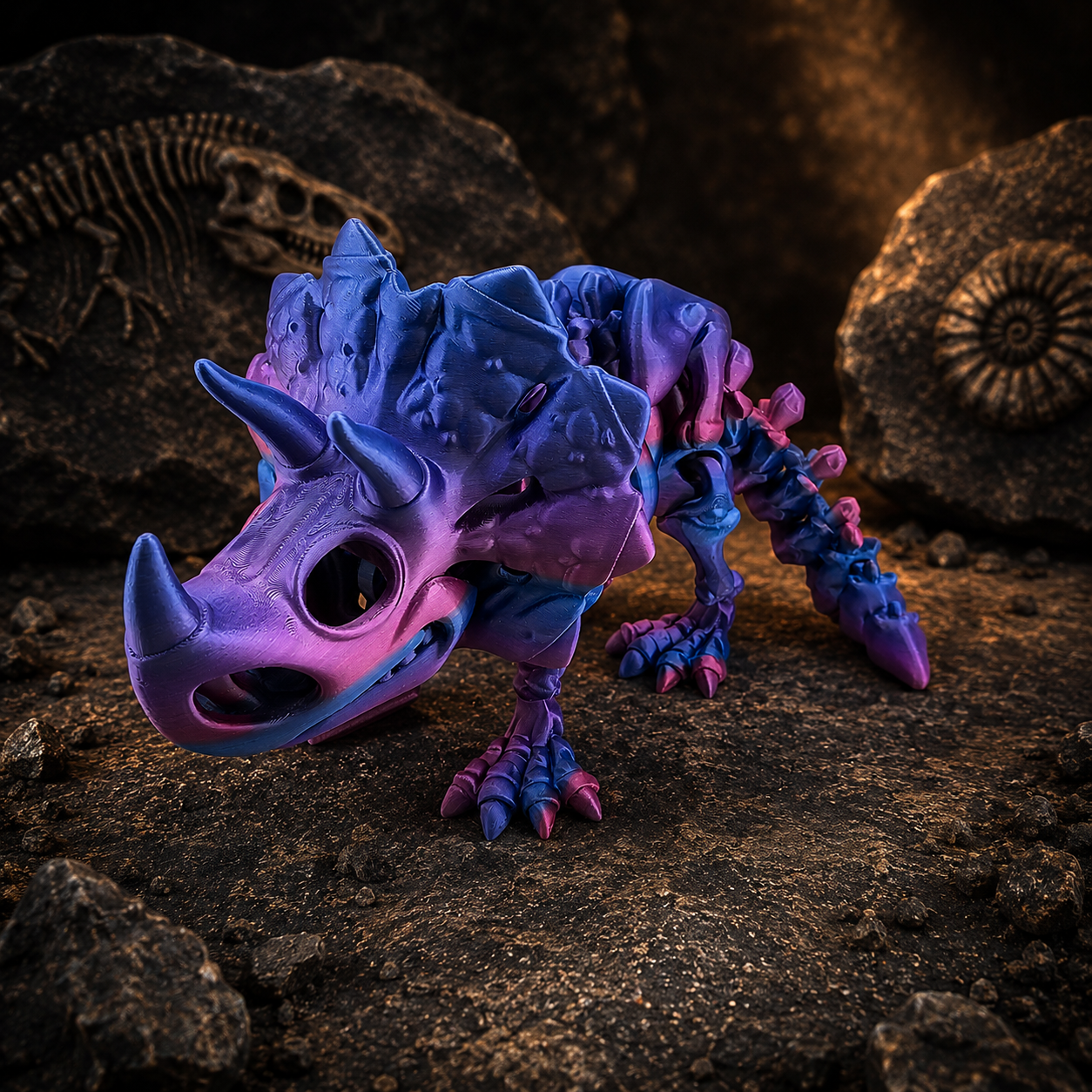 Prospect 3D - The Bone Yard - Jumbo Cera 6 Inches Tall Dinosaur Skeleton with Detailed Bone Structure and Playful Grin for Dino Enthusiasts