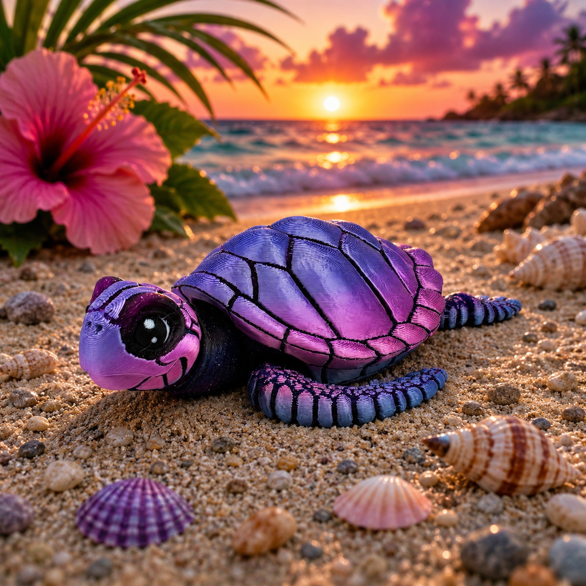 Prospect 3D - Baby Sea Turtle Articulated Figure - 3D Printed - Sea Turtle Shores Collection - 5x4.75x1.5 Dimensions