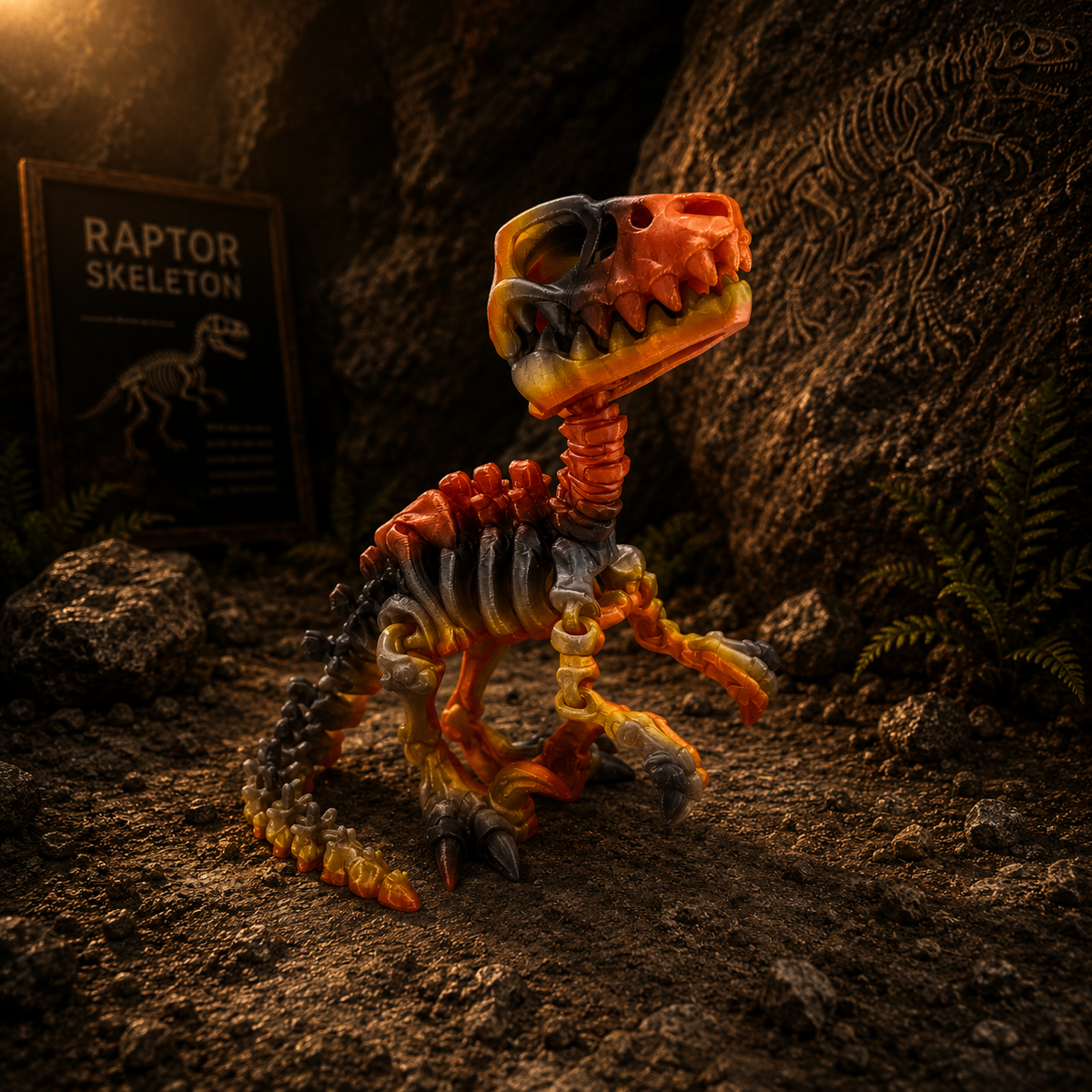 Prospect 3D - The Bone Yard - Jumbo Blue's 9 Inches Tall Dinosaur Skeleton with Detailed Bone Structure and Playful Grin for Dino Enthusiasts