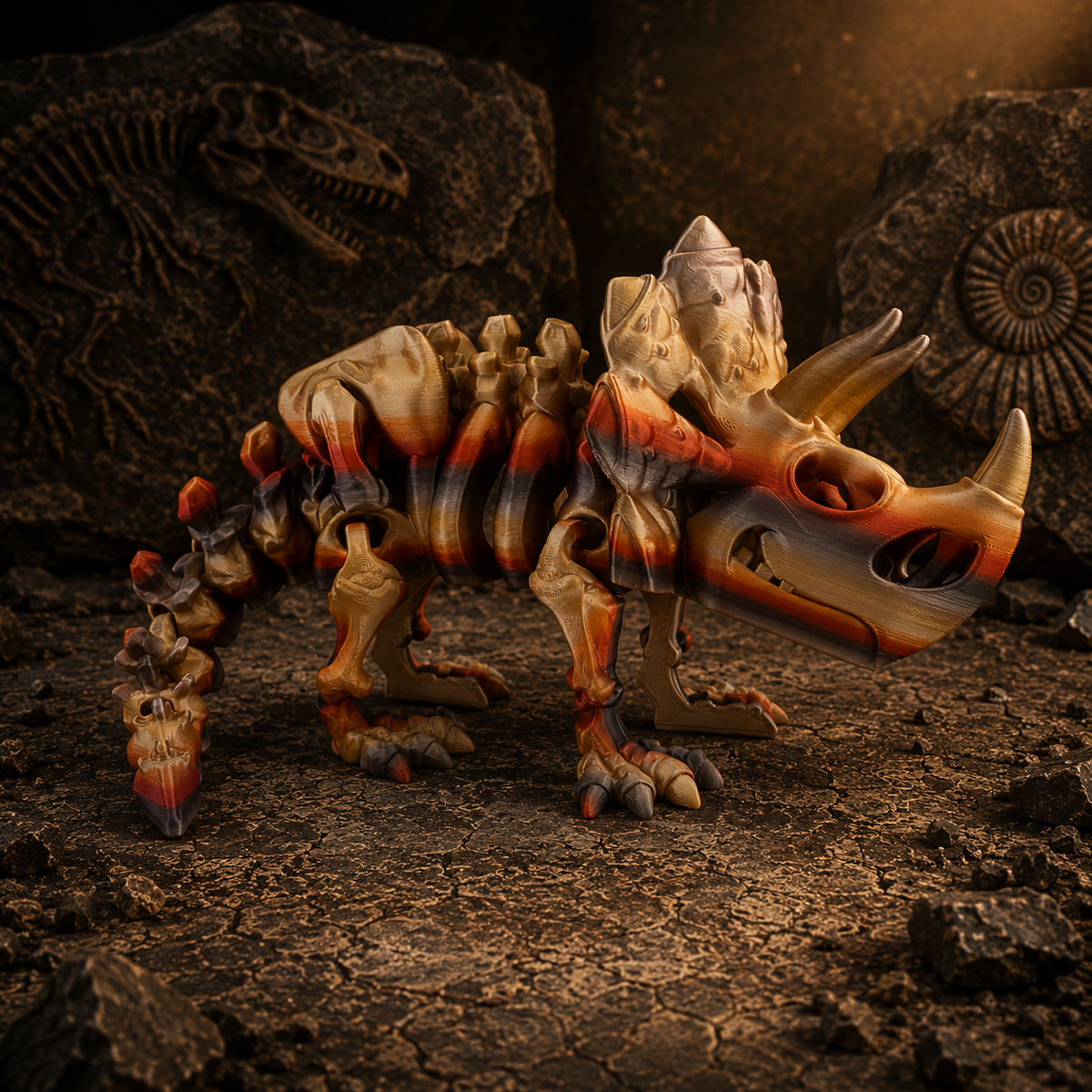 Prospect 3D - The Bone Yard - Jumbo Cera 6 Inches Tall Dinosaur Skeleton with Detailed Bone Structure and Playful Grin for Dino Enthusiasts