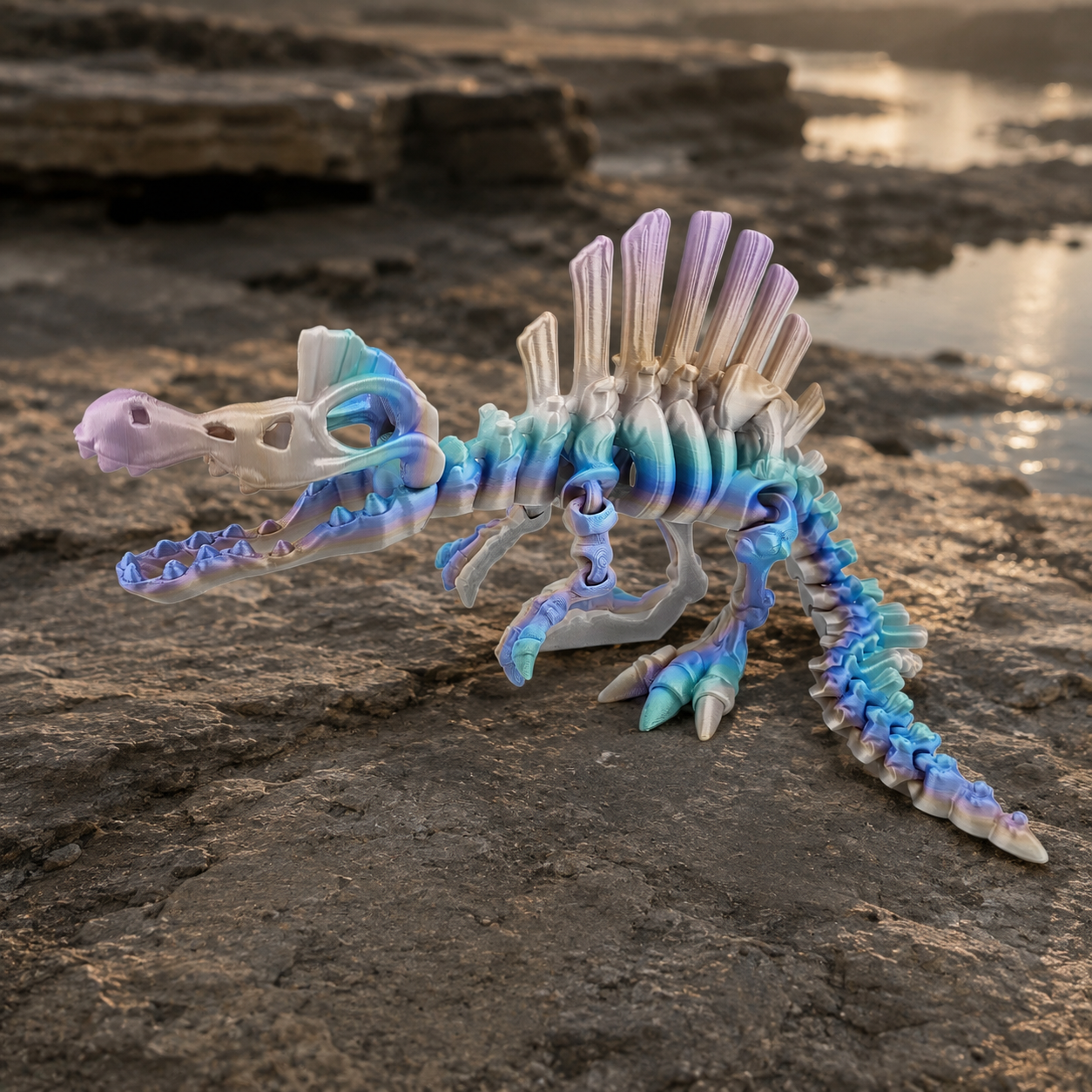 Prospect 3D - The Bone Yard - Jumbo Stewart's 7 Inches Tall Dinosaur Skeleton with Detailed Bone Structure and Playful Grin for Dino Enthusiasts