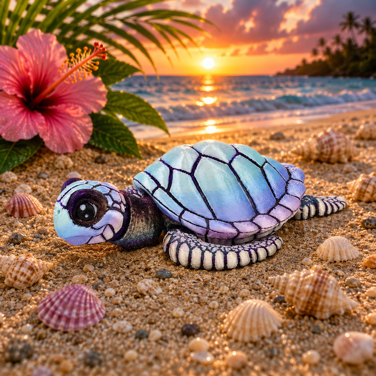 Prospect 3D - Baby Sea Turtle Articulated Figure - 3D Printed - Sea Turtle Shores Collection - 5x4.75x1.5 Dimensions