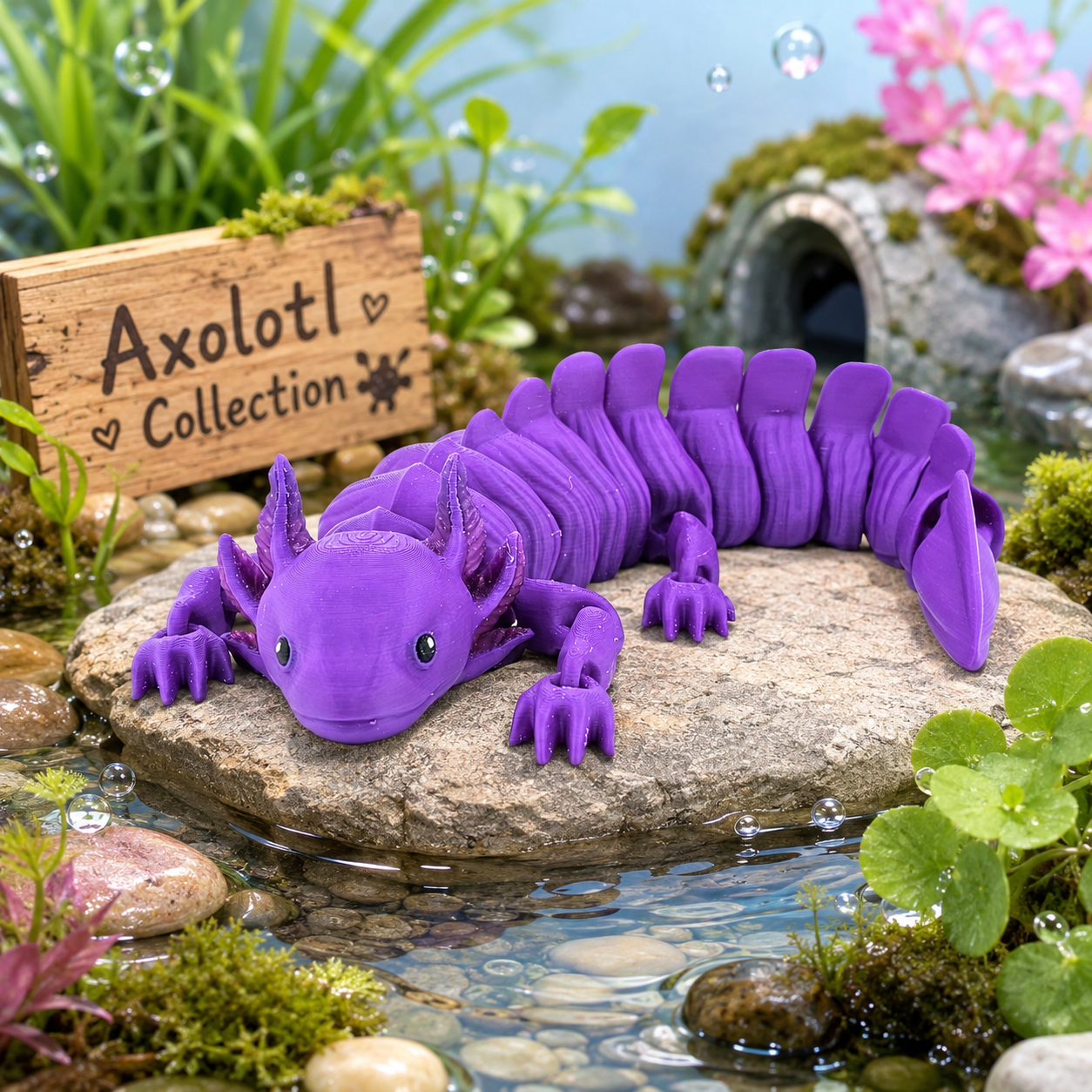 Prospect 3D - Large Articulated Axolotl Fidget Toy (13.5") - Sea Turtle Shores Collection