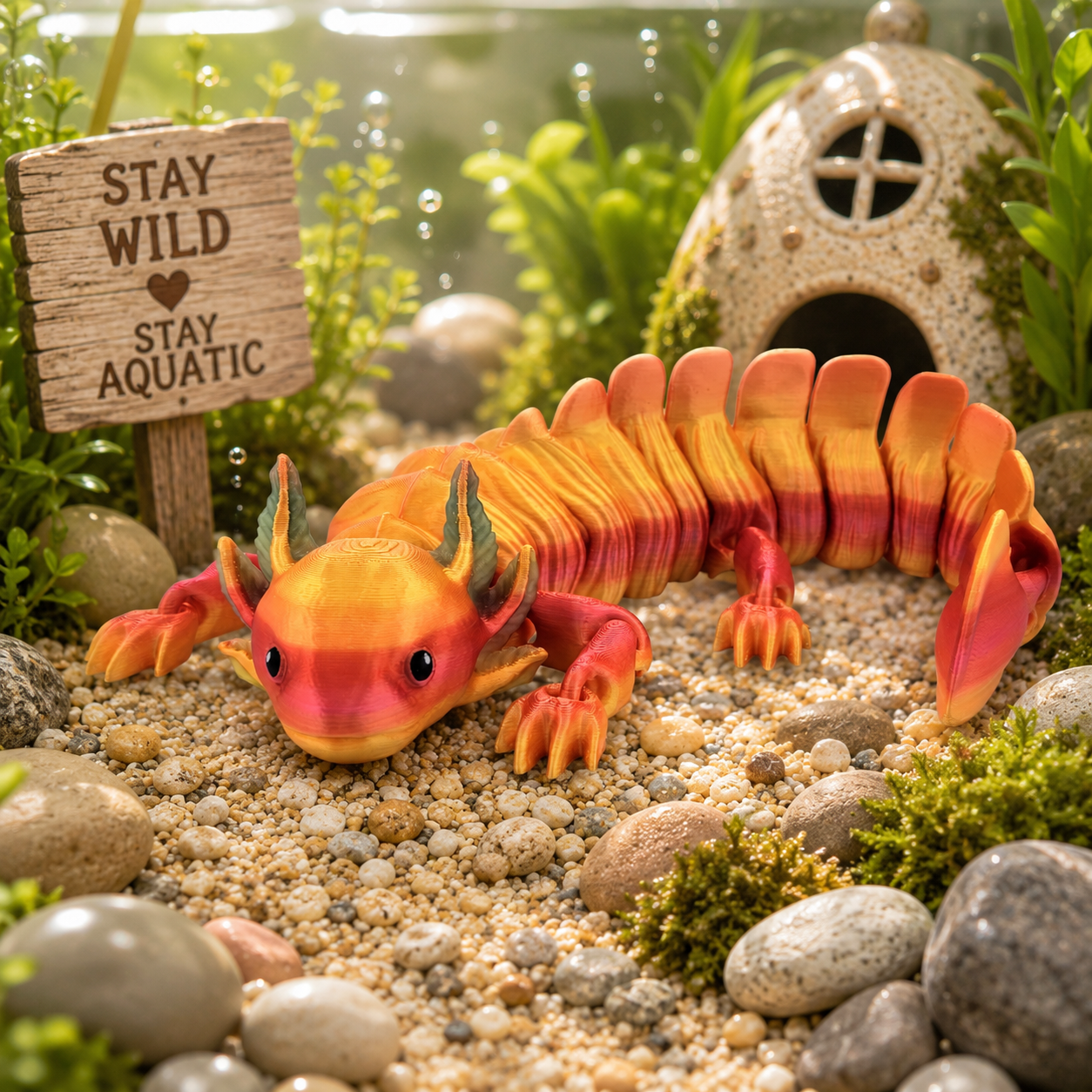 Prospect 3D - Large Articulated Axolotl Fidget Toy (13.5") - Sea Turtle Shores Collection