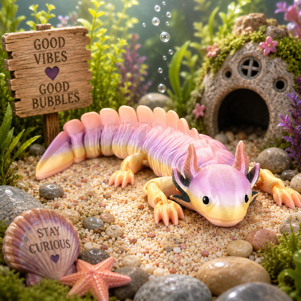 Prospect 3D - Large Articulated Axolotl Fidget Toy (13.5") - Sea Turtle Shores Collection