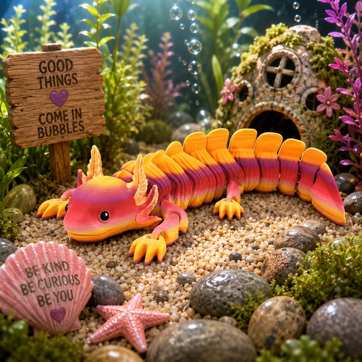 Prospect 3D - Large Articulated Axolotl Fidget Toy (13.5") - Sea Turtle Shores Collection