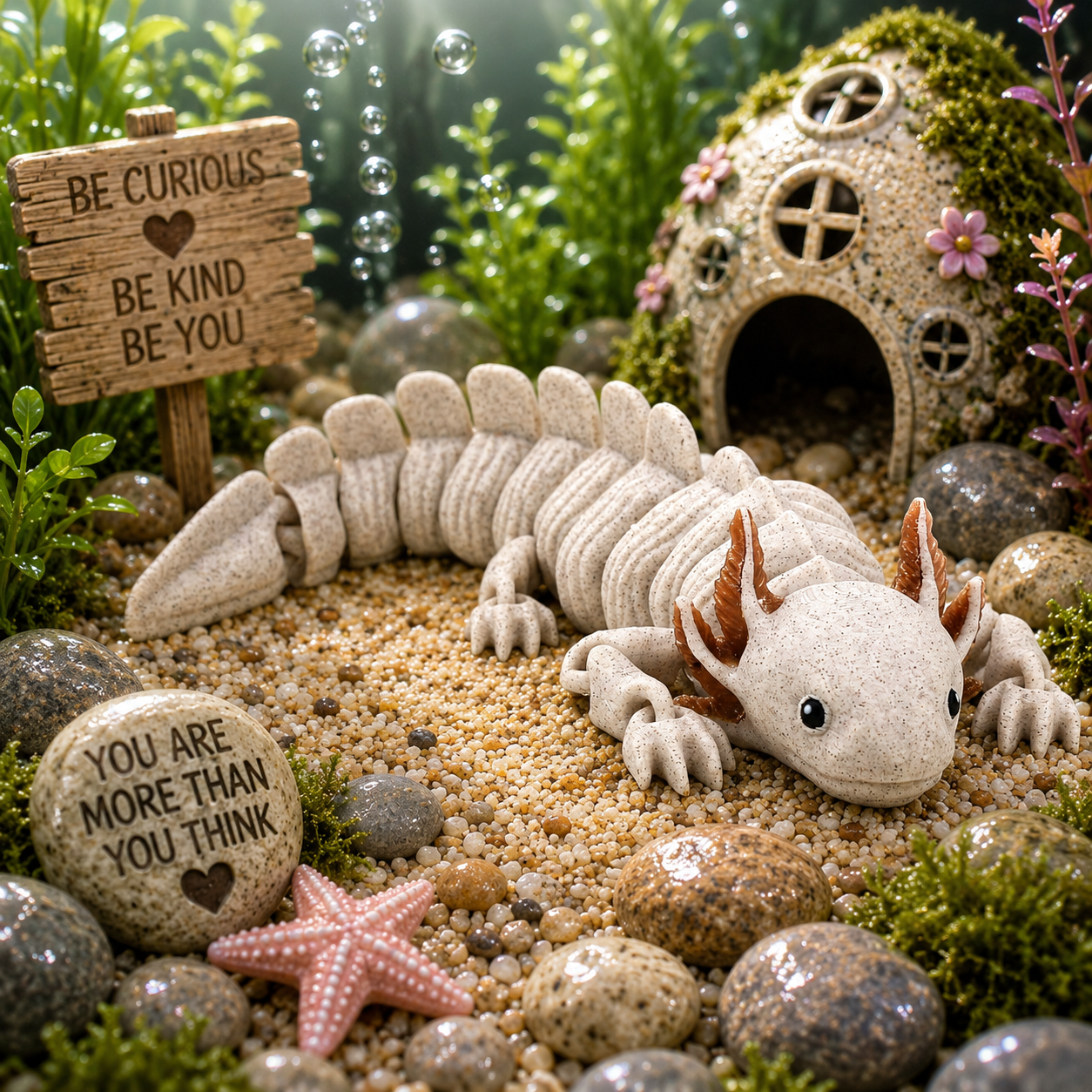 Prospect 3D - Large Articulated Axolotl Fidget Toy (13.5") - Sea Turtle Shores Collection