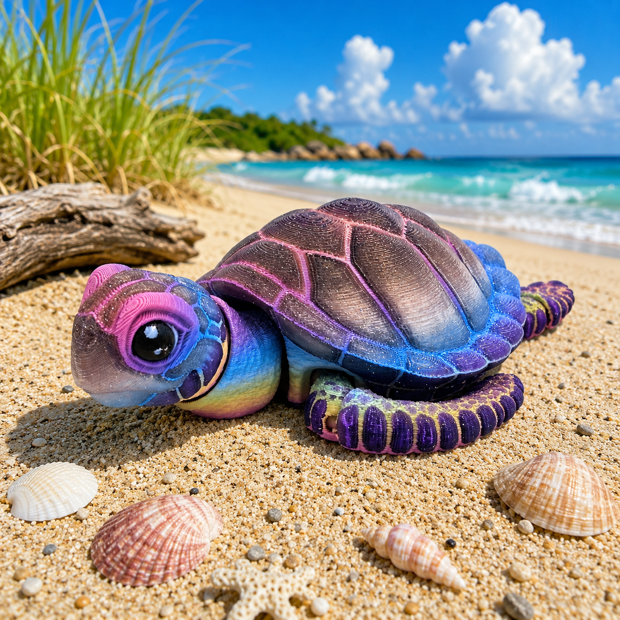 Prospect 3D - Baby Sea Turtle Articulated Figure - 3D Printed - Sea Turtle Shores Collection - 5x4.75x1.5 Dimensions