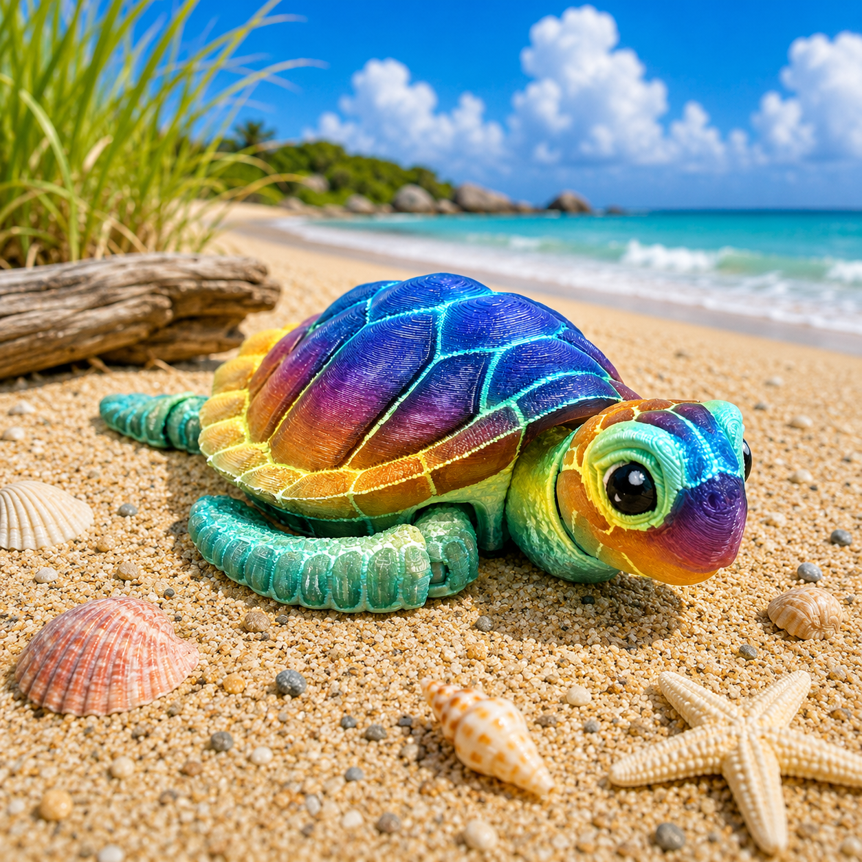 Prospect 3D - Baby Sea Turtle Articulated Figure - 3D Printed - Sea Turtle Shores Collection - 5x4.75x1.5 Dimensions